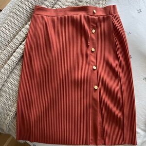 Marc New York Rust Button-Front Pencil Skirt